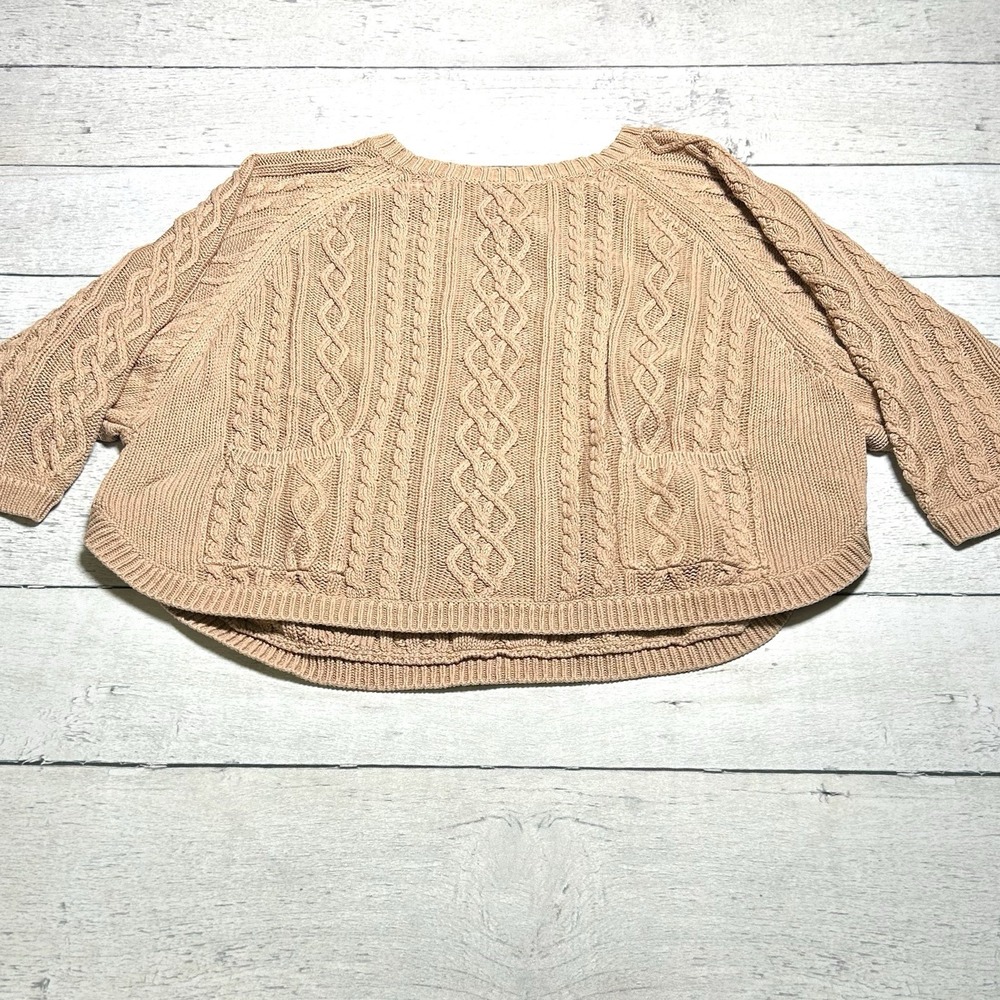 Brochu Walker Womens Beige Cable Knit Cotton Sweater Size M S112140